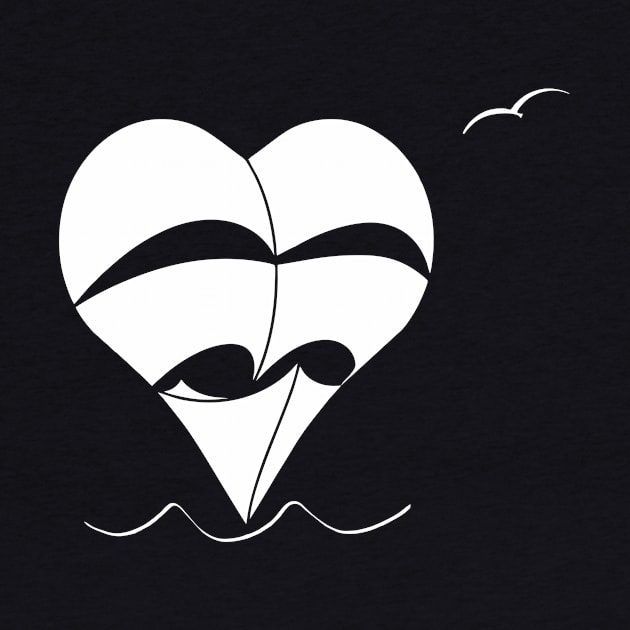 Lonely Heart-Sailboat (white sails) by aceofspace